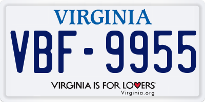 VA license plate VBF9955