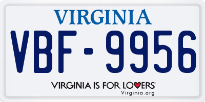 VA license plate VBF9956