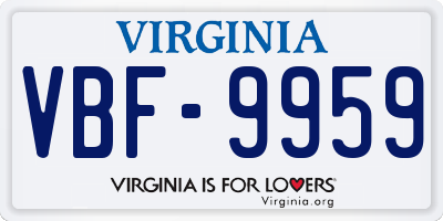VA license plate VBF9959