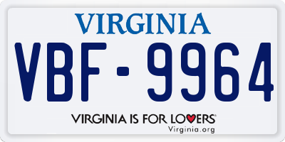 VA license plate VBF9964