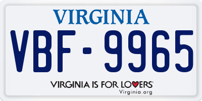 VA license plate VBF9965