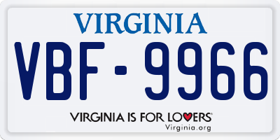 VA license plate VBF9966