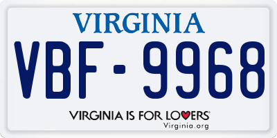 VA license plate VBF9968