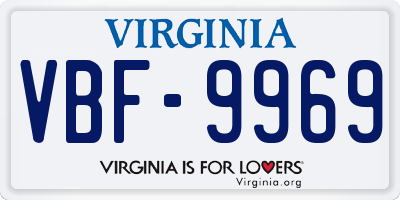 VA license plate VBF9969