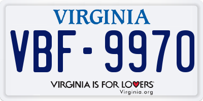 VA license plate VBF9970