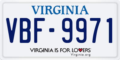 VA license plate VBF9971