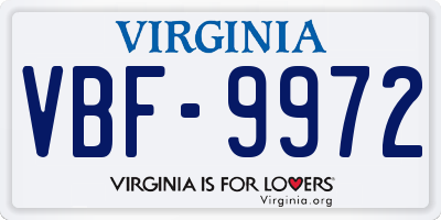 VA license plate VBF9972