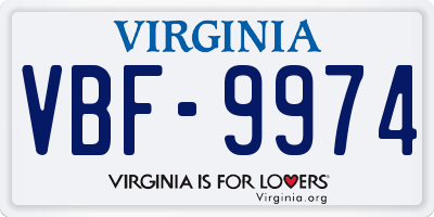 VA license plate VBF9974