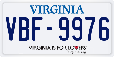 VA license plate VBF9976