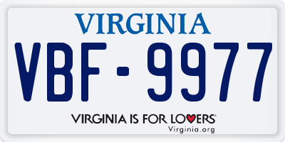 VA license plate VBF9977