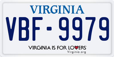 VA license plate VBF9979