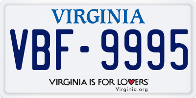 VA license plate VBF9995