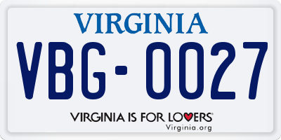 VA license plate VBG0027