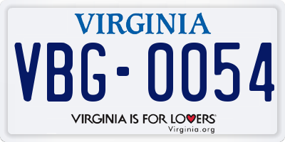 VA license plate VBG0054