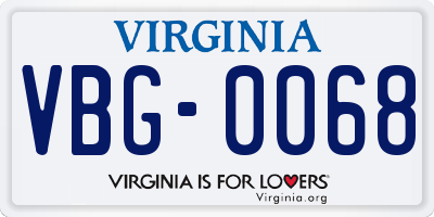 VA license plate VBG0068