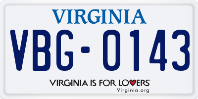 VA license plate VBG0143