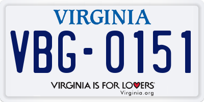VA license plate VBG0151