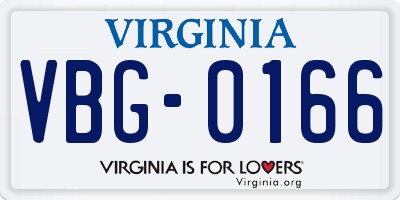 VA license plate VBG0166