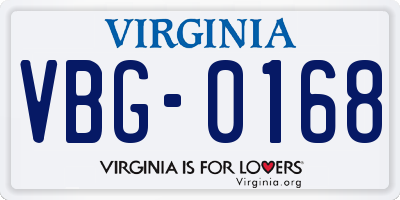 VA license plate VBG0168