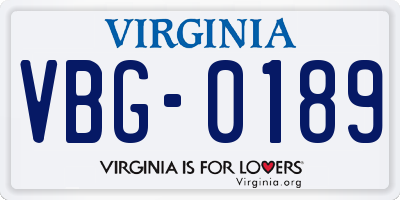 VA license plate VBG0189