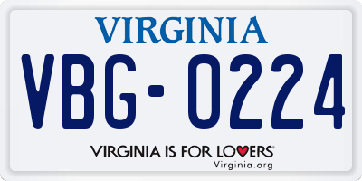 VA license plate VBG0224