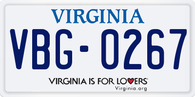 VA license plate VBG0267