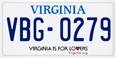 VA license plate VBG0279