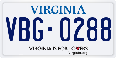 VA license plate VBG0288