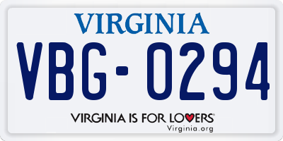 VA license plate VBG0294