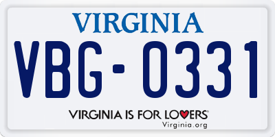 VA license plate VBG0331