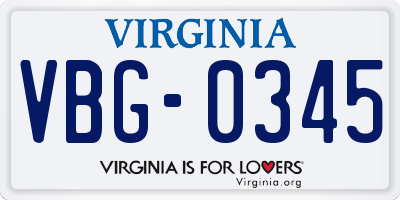 VA license plate VBG0345