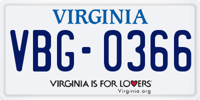 VA license plate VBG0366