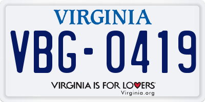 VA license plate VBG0419