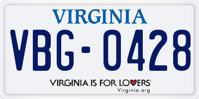 VA license plate VBG0428