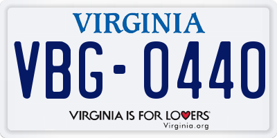 VA license plate VBG0440