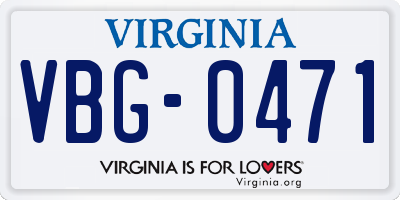 VA license plate VBG0471