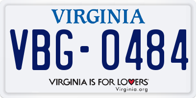 VA license plate VBG0484