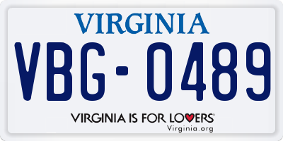 VA license plate VBG0489