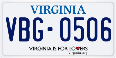 VA license plate VBG0506