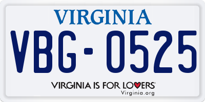 VA license plate VBG0525