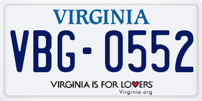 VA license plate VBG0552