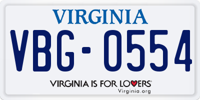 VA license plate VBG0554