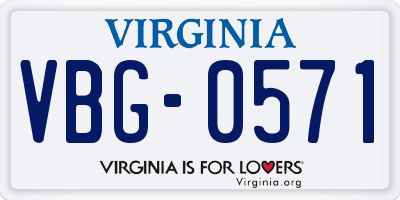 VA license plate VBG0571