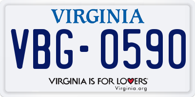 VA license plate VBG0590