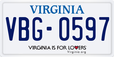 VA license plate VBG0597