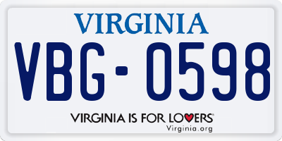 VA license plate VBG0598