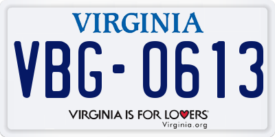 VA license plate VBG0613