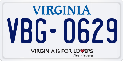 VA license plate VBG0629