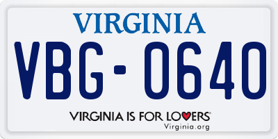 VA license plate VBG0640