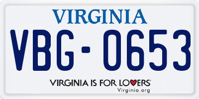 VA license plate VBG0653